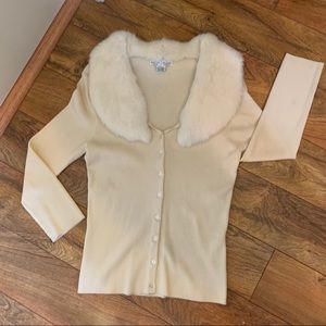 WHBM Faux Fur Sweater/Cardigan